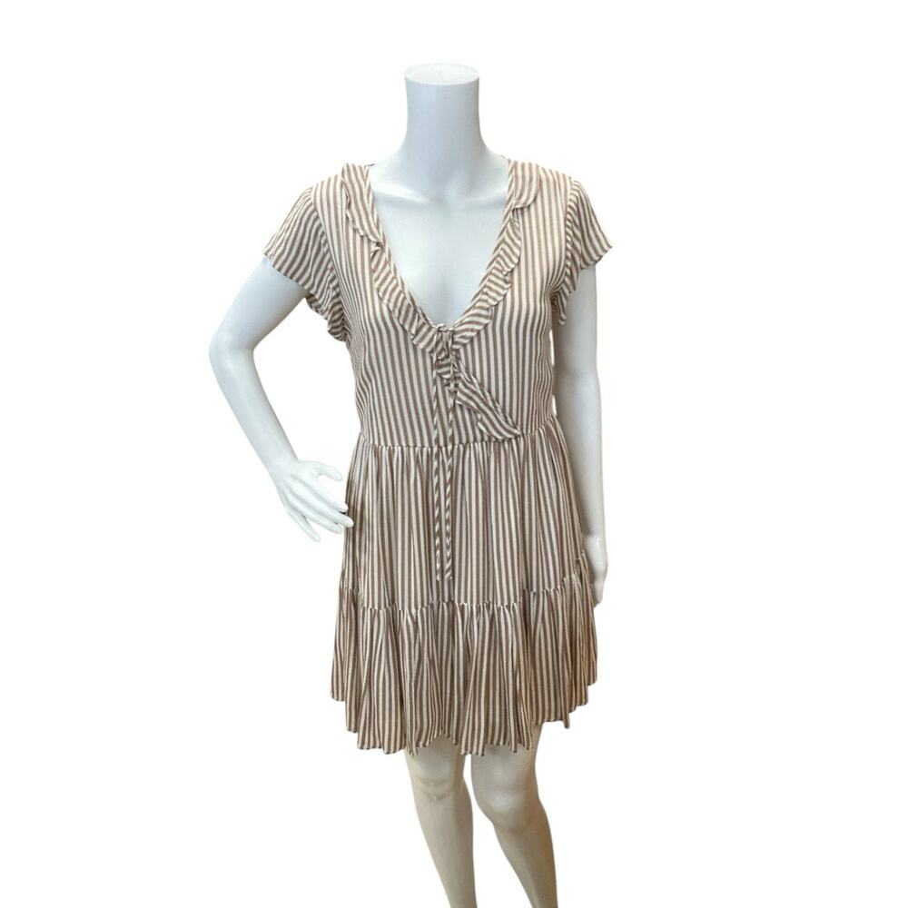 Altar'd State Taupe/White Stripe Pre-Owned Ladies Dress – Size XS